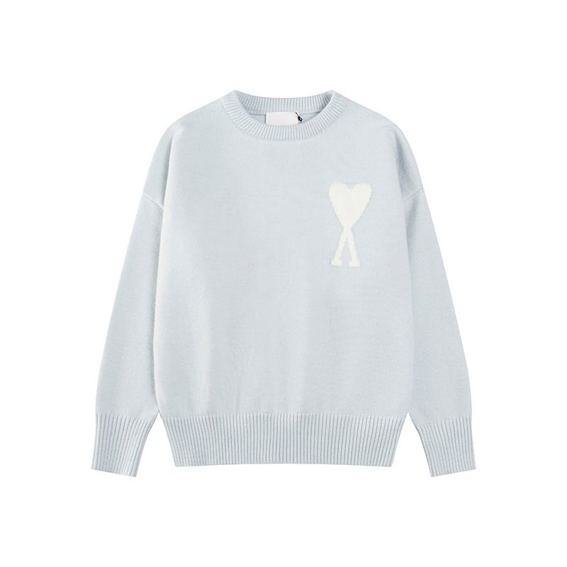 High-End Version Of Ami Sweater, 25Th Anniversary New Classic Jacquard Large Heart Round Neck Sweater, Versatile Knitwear For Sales - Image 1