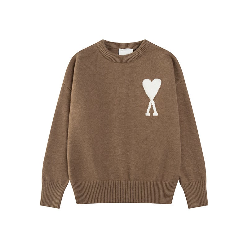 High-End Version Of Ami Sweater, 25Th Anniversary New Classic Jacquard Large Heart Round Neck Sweater, Versatile Knitwear For Sales - Image 3