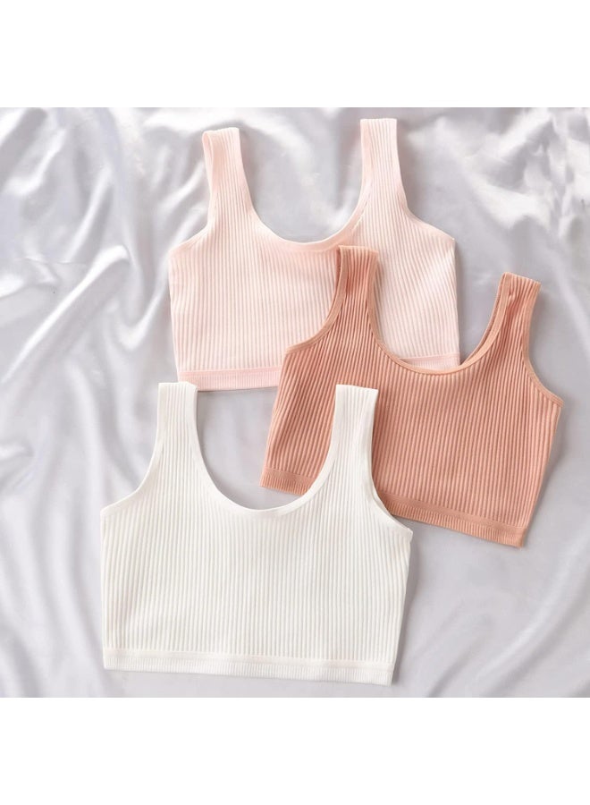 أوزيغالور 6 قطع حمالات صدر تدريب للبنات بدون لحام من القطن - صدرية رياضية ناعمة - أول حمالة صدر مريحة للمراهقات، تصاميم قميص بدون أكمام مخططة للعمر 10-12 - Image 4