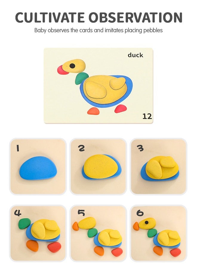 GROIC - 78 PCs Sorting Stacking Rocks Toys Colorful Balance Stones Game Montessori Jigsaw Puzzle with 40 Pcs Cards Pebbles Building Blocks Set for Preschool Educational Learning - Image 1
