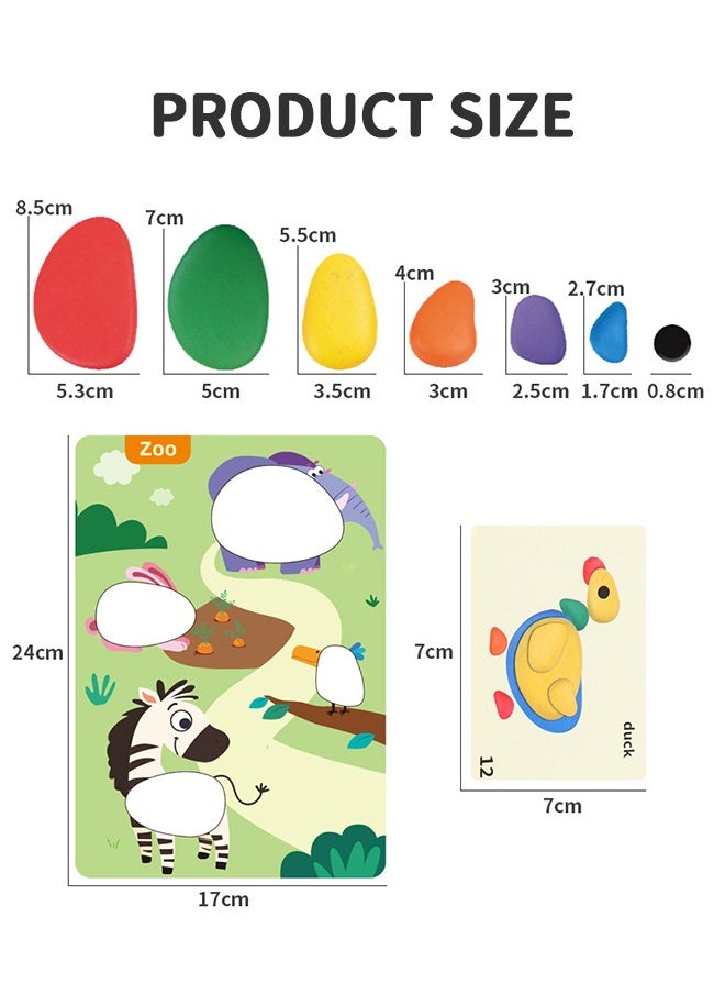 GROIC - 78 PCs Sorting Stacking Rocks Toys Colorful Balance Stones Game Montessori Jigsaw Puzzle with 40 Pcs Cards Pebbles Building Blocks Set for Preschool Educational Learning - Image 1