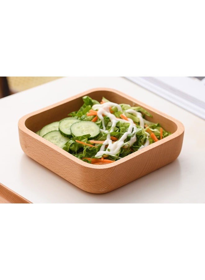 ECVV Bamboo Salad Bowl, Square Thickened Dining Bowl Heatâ€‘Insulation Drop Resistant Rice Salad Bowl Tableware for Kitchen Restaurant Brown - Image 5