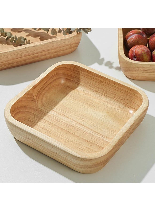 ECVV Bamboo Salad Bowl, Square Thickened Dining Bowl Heatâ€‘Insulation Drop Resistant Rice Salad Bowl Tableware for Kitchen Restaurant Brown - Image 2