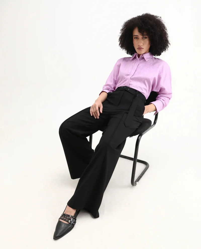 Rareism Women's Cut And Sew Boxy Fit Shirt