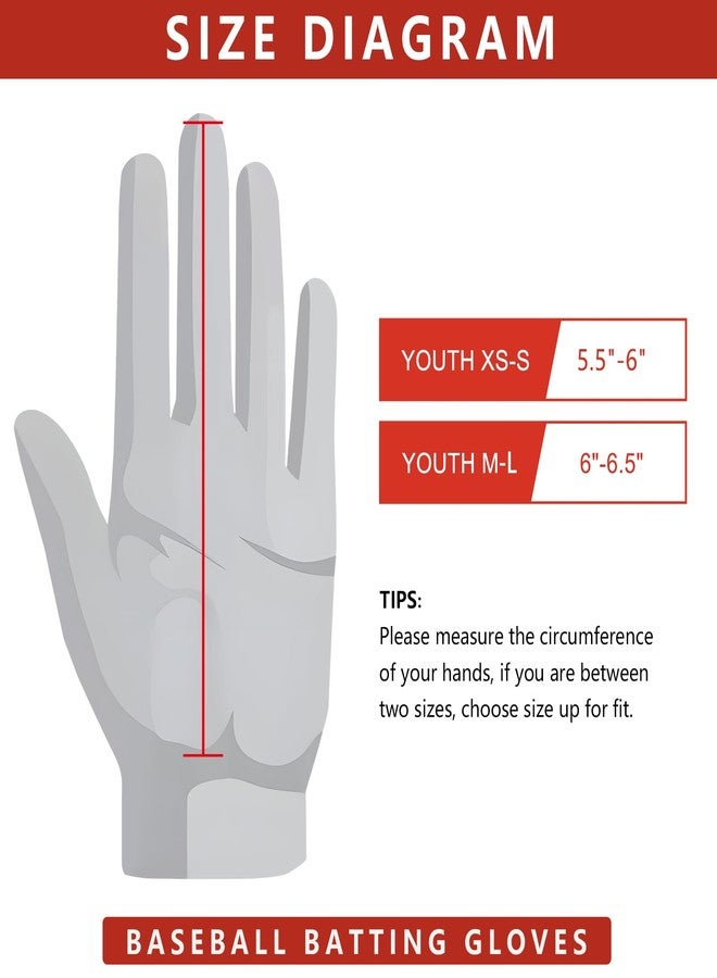 Syltra Kids Baseball Batting Gloves Youth Boys,Softball Batting Gloves Youth with Precise Fit & Peak Performance for Young Athletes, Fire Red Youth XS-S - Image 2