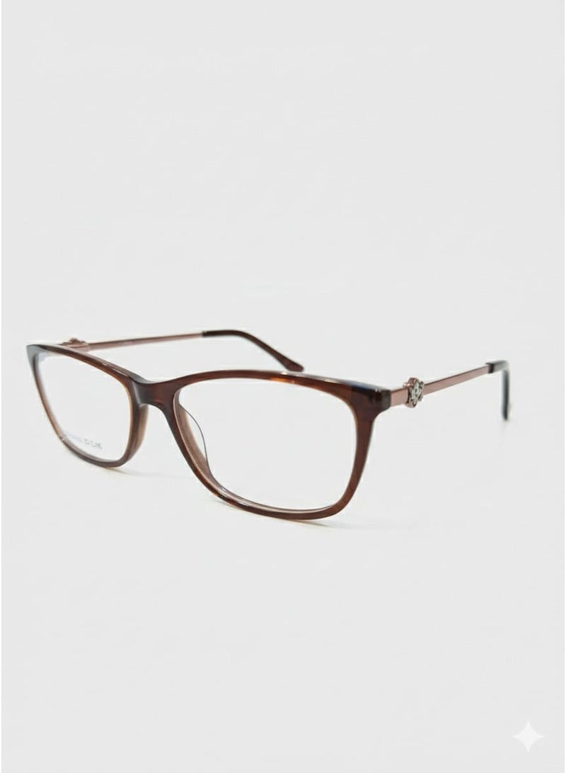 Rectangle Eyeglasses Frame for Women - Brown Full Rim Lightweight Optical Frame with Clear Demo Lens, Fashion Eyewear for Everyday and Office Wear, Non Prescription
