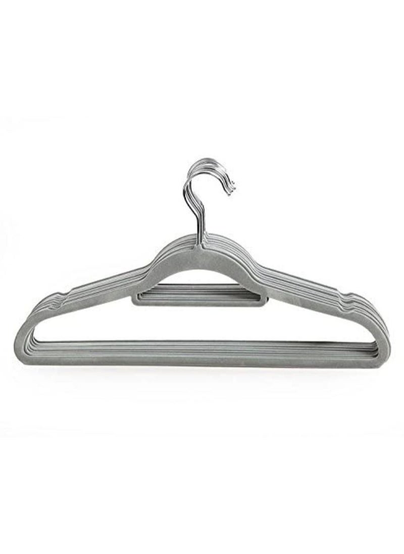AXENTURE - 100PACK 41.5CM VELVET GREY HANGER WITH TIE BAR - Image 1