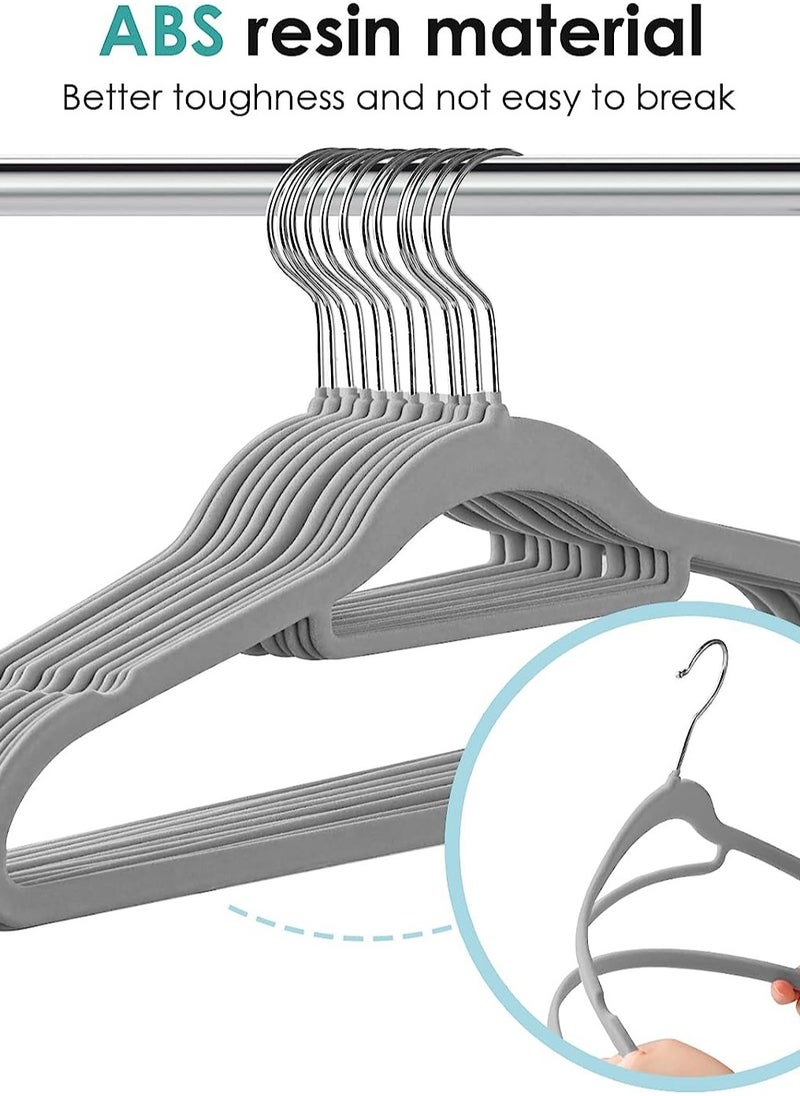 AXENTURE - 100PACK 41.5CM VELVET GREY HANGER WITH TIE BAR - Image 1
