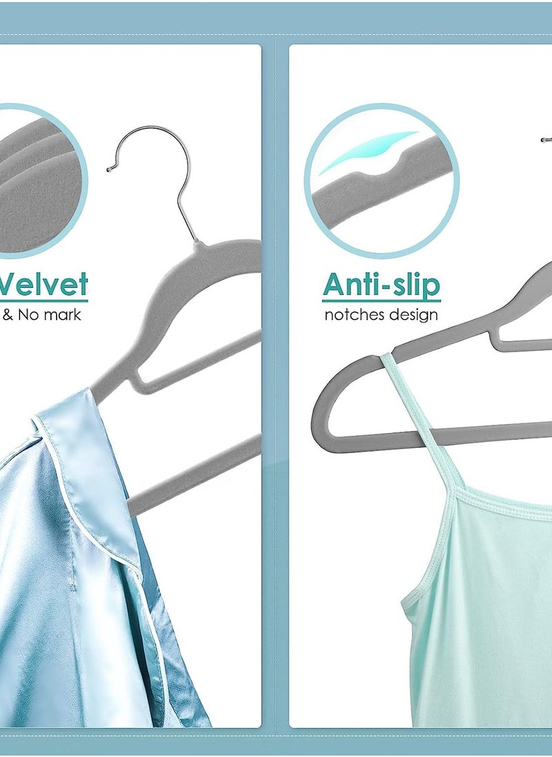 AXENTURE - 100PACK 41.5CM VELVET GREY HANGER WITH TIE BAR - Image 1