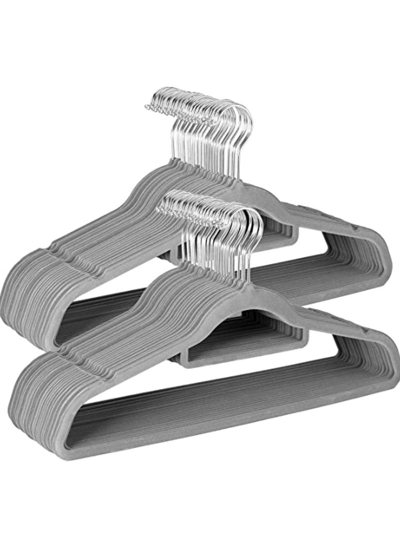 AXENTURE - 100PACK 41.5CM VELVET GREY HANGER WITH TIE BAR - Image 1