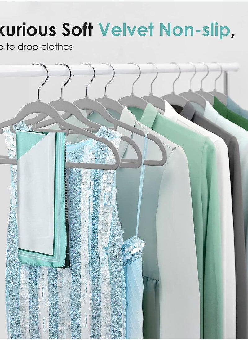 AXENTURE - 100PACK 41.5CM VELVET GREY HANGER WITH TIE BAR - Image 1