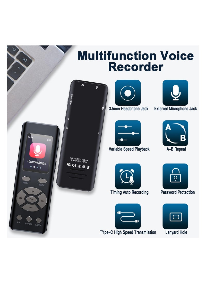 SYOSI - 64GB Digital Voice Recorder - HD Voice Activated Dictaphone with 1536kbps Recording, MP3 Playback, Noise Reduction, 4800 Hours Capacity, Mini Audio Recording Device with Transcriber - Image 1