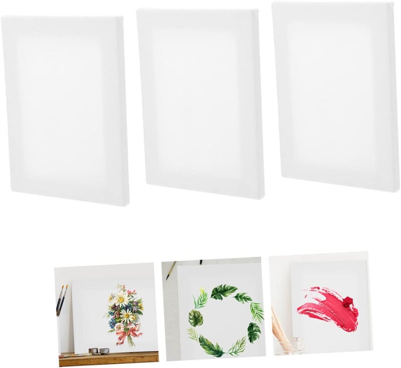 Angoily 3pcs Pure Cotton Stretched Canvas Panels for Oil Acrylic Painting Art Boards for Students and Beginners Craft Project Supplies - Image 3