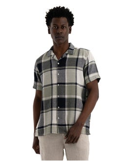 Shirt Half-sleeve Shirt With Striped Design, Green Multicolor
