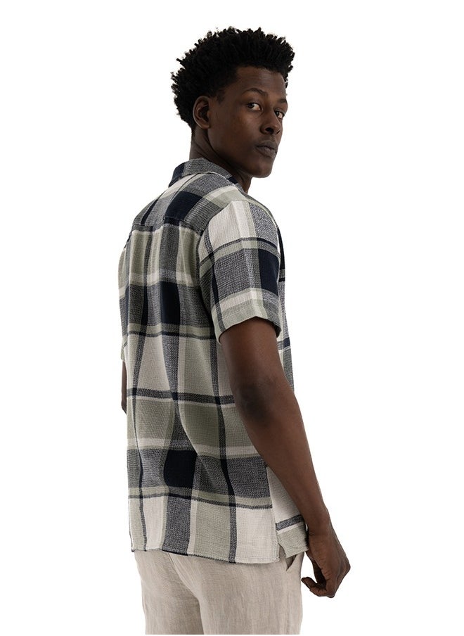 clever - Shirt Half-sleeve Shirt With Striped Design, Green Multicolor - Image 1