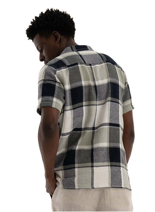 clever - Shirt Half-sleeve Shirt With Striped Design, Green Multicolor - Image 1