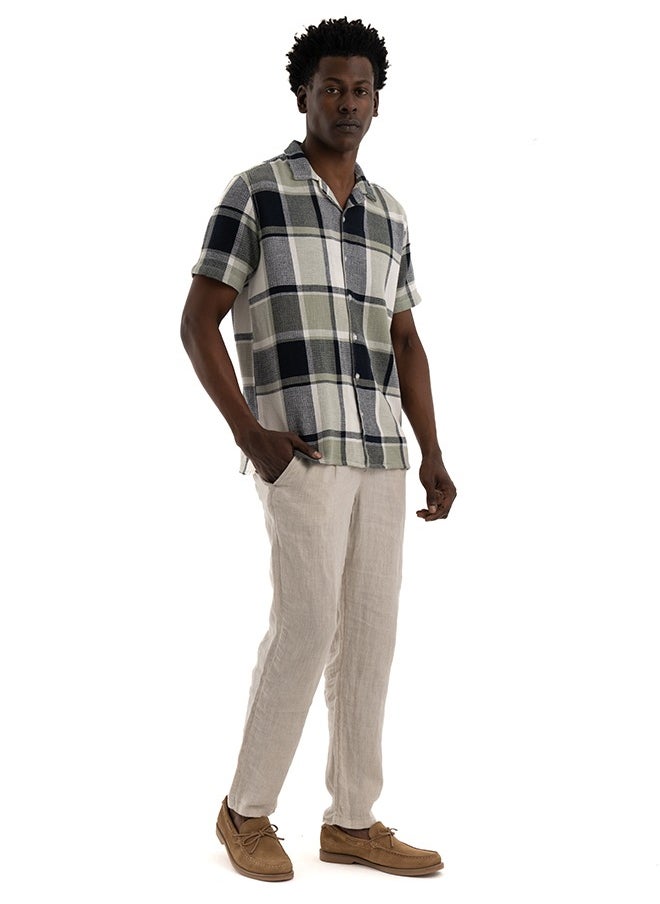 clever - Shirt Half-sleeve Shirt With Striped Design, Green Multicolor - Image 1