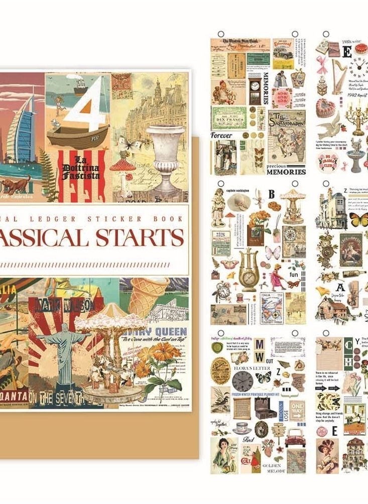 Vintage Scrapbooking Stickers Set, 96 Sheets with 1562 Pattern Stickers and 48 Background Papers, Aesthetic Stickers for Journaling, Planners, DIY Crafts, and Scrapbooking Supplies