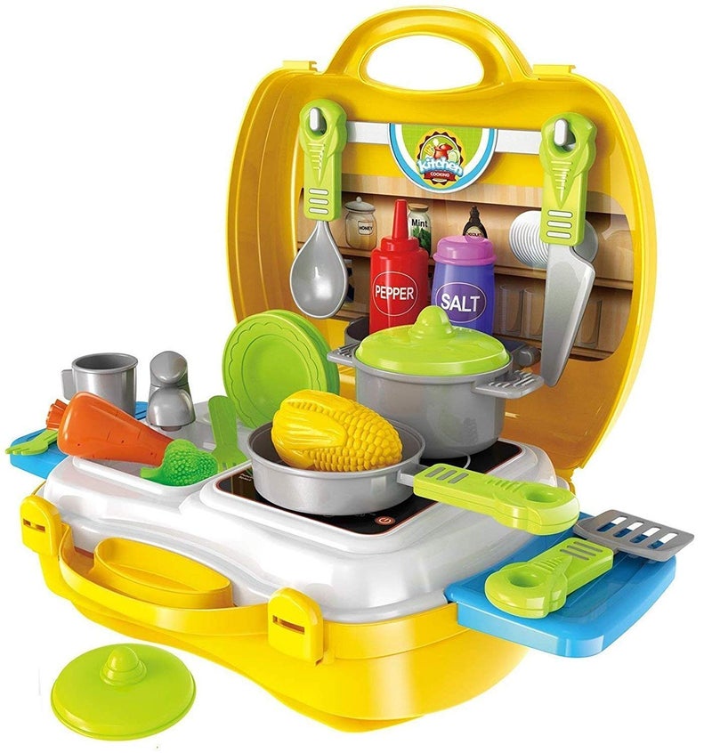 Ekta Kitchen Cooking Set of 26 Pcs | Ultimate Kids Kitchen Set Chef Bring Along Kitchen for Girls Suitcase Set (Kitchen Play Set) - Image 1