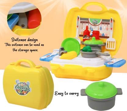 Ekta Kitchen Cooking Set of 26 Pcs | Ultimate Kids Kitchen Set Chef Bring Along Kitchen for Girls Suitcase Set (Kitchen Play Set) - Image 5