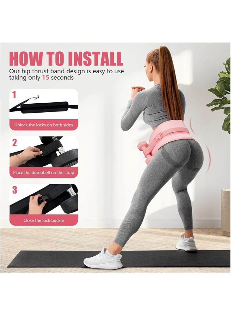 أبوستيم حزام تمرين دفع الورك، حزام دمبل لدفع الورك، سميك وواسع، مناسب للدمبل أو الكيتلبل أو ألواح الحديد، حصيرة غير قابلة للانزلاق، صالة الألعاب الرياضية أو التمرين المنزلي (وردي) - Image 2