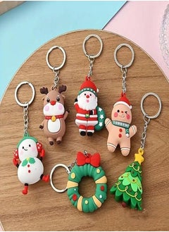 ماركة غير محددة Multicolor Christmas Medallions with Silicone Pendant for All Ages Christmas Gifts for Kids in Multiple Shapes and Colors 10cm 6 PCS Christmas Keyring  - Image 1