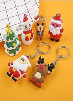 ماركة غير محددة Multicolor Christmas Medallions with Silicone Pendant for All Ages Christmas Gifts for Kids in Multiple Shapes and Colors 10cm 6 PCS Christmas Keyring  - Image 3