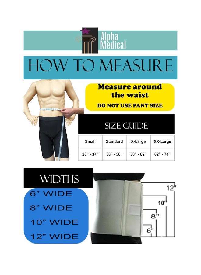 Alpha Medical Abdominal Binder for Men and Women | Postpartum Stomach Support Wrap | Surgical Binder | Hernia Support Abdominal Binder | Post Surgery Stomach Wrap| Bariatric | Tummy Tuck | L0625 (6" High ; 38"-50" Around Waist) - Image 2