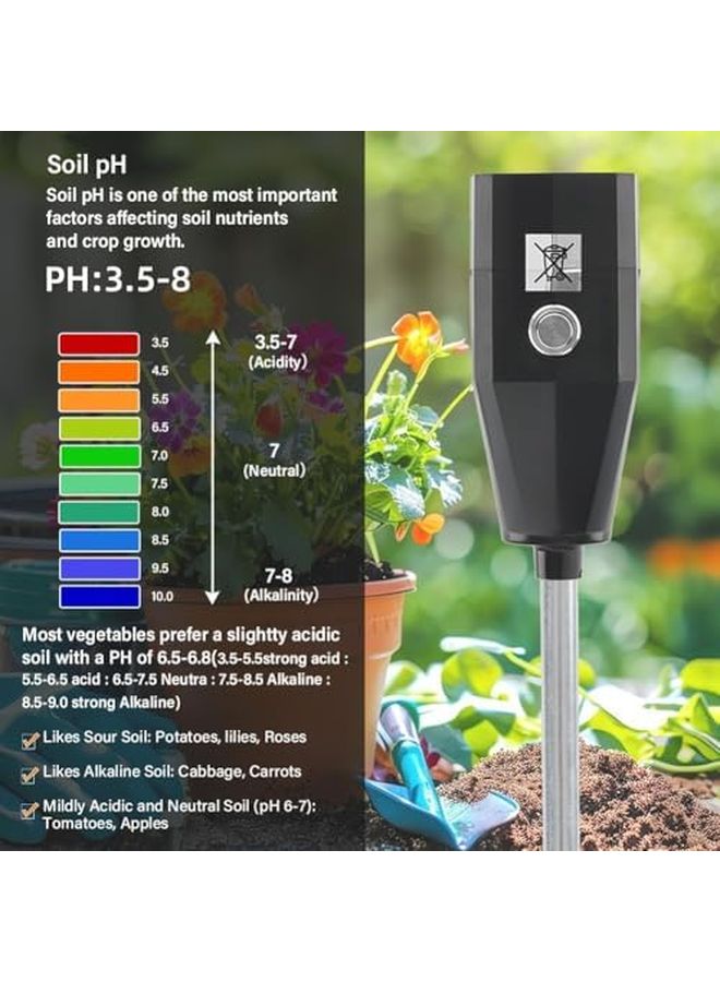 Compact Soil pH Meter with Moisture Indicator 15cm for Garden Plants - Image 4