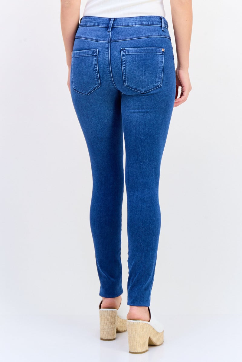 ONLY Women Skinny Fit Washed Regular Waist Stretchable Denim, Mid Blue - Image 4