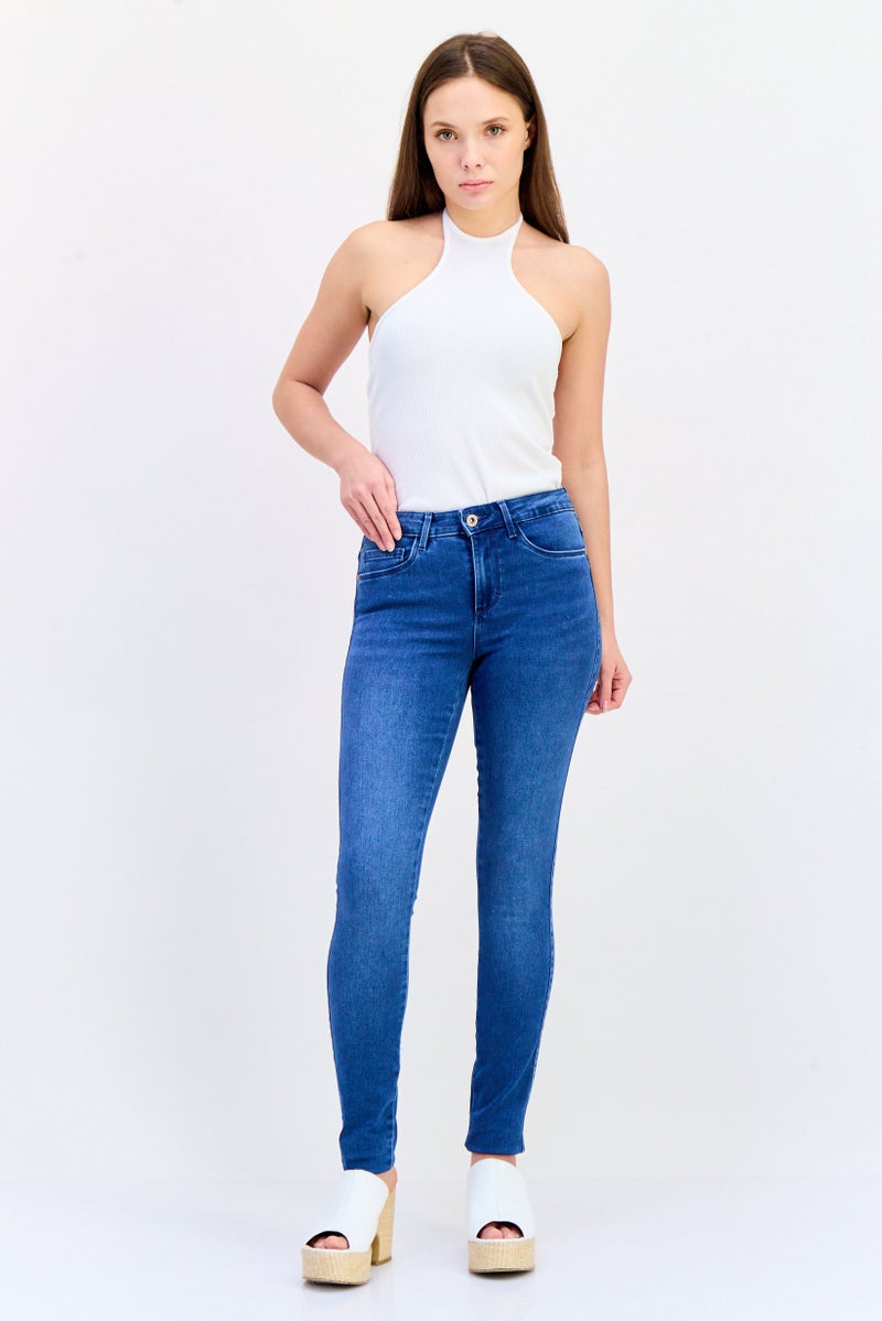 ONLY Women Skinny Fit Washed Regular Waist Stretchable Denim, Mid Blue - Image 3