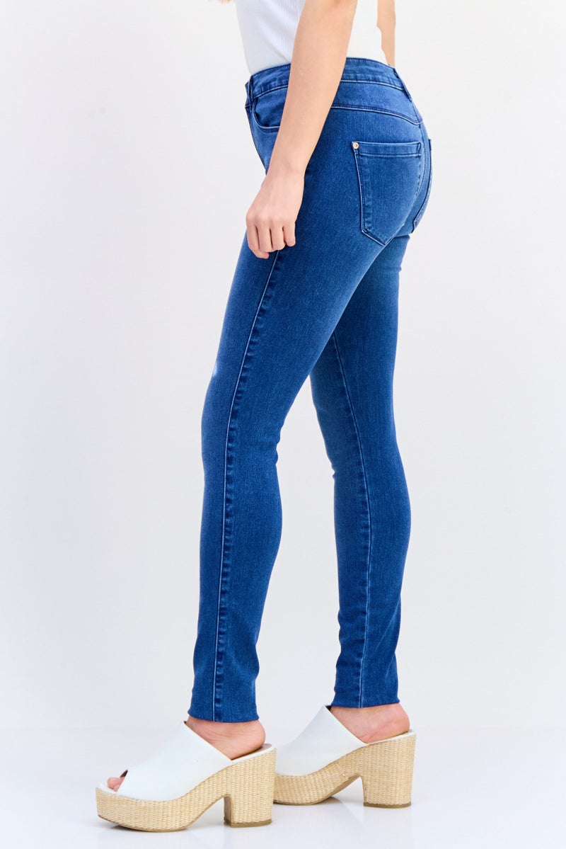 ONLY Women Skinny Fit Washed Regular Waist Stretchable Denim, Mid Blue - Image 2