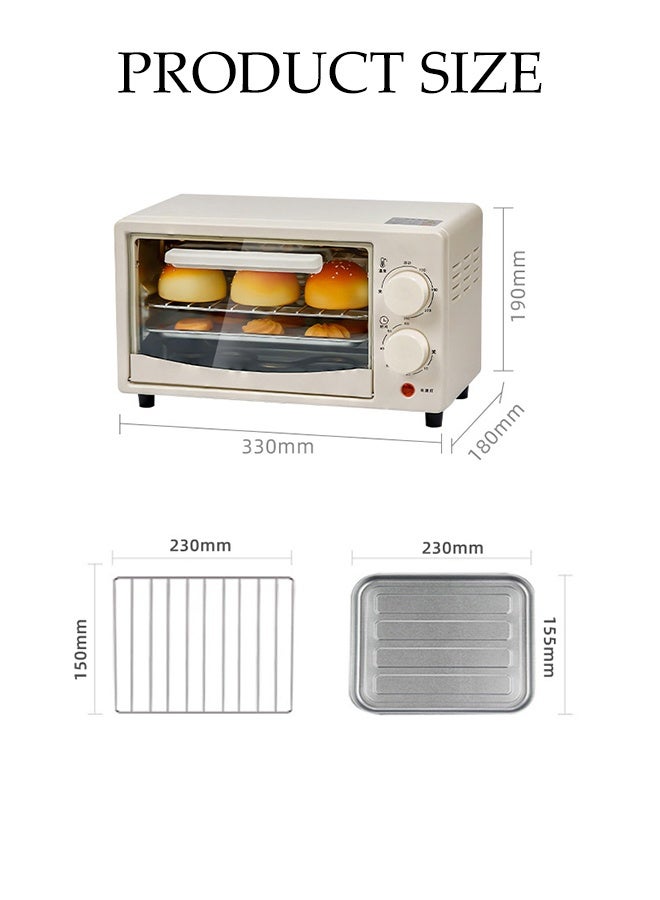 DUNISO 12 Liter Electric Oven Multifunctional Household Small Oven Adjustable Temperature(100-250°C) Double Heating Tube 60-Minute Timer and Automatic Shut Off Compact Size Toaster Oven with Baking Tray and Grill - Image 4