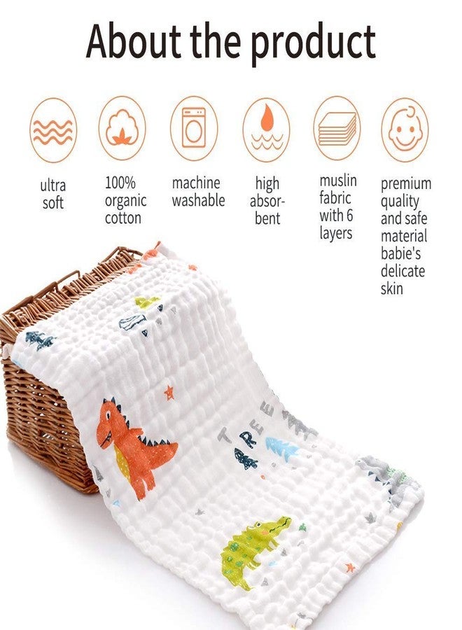 MOMISY Dry Muslin Wash Cloth Organic Cotton Face Towel Handkerchief for Baby New Born/Infants/Toddlers -Printed, Multicolor (5) - Image 3