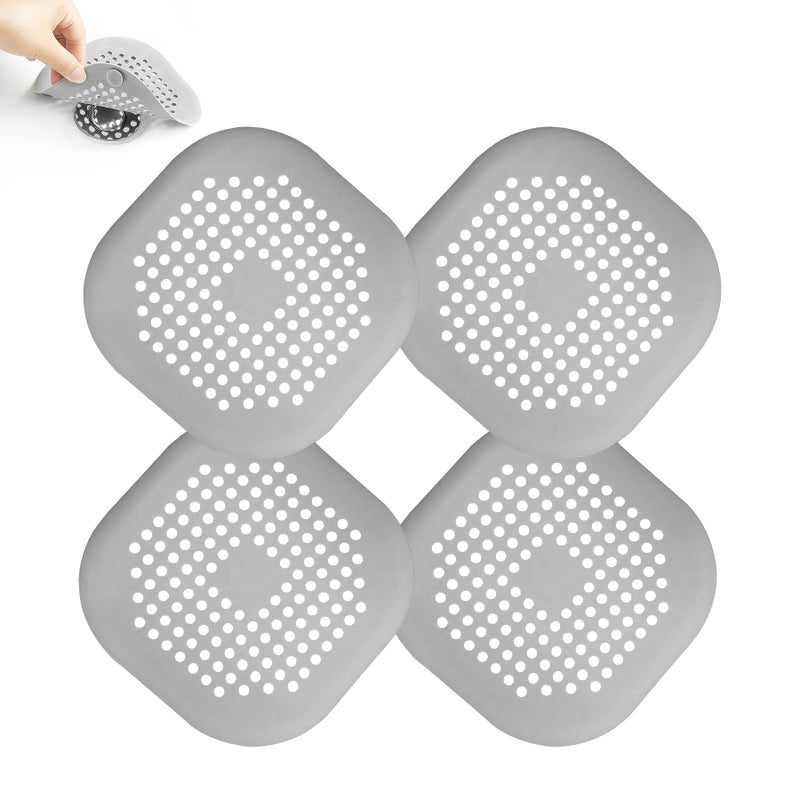 4 Pieces Drain Covers Hair Stopper for Shower Drain Bathtub Stopper Home Drain Protectors with Sucker Water Trap Sink Cover for Bathroom Bathtub and Kitchen 2 Gray2 Gray
