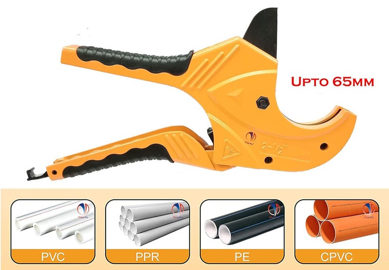 Mass Pro Heavy-Duty PVC Pipe Cutter - 64mm Ratchet Type Tube Cutter for PVC, PEX, PPR, Aluminum-Plastic Pipe - Industrial Grade Cutting Tool for Household and Professional Use - Image 2
