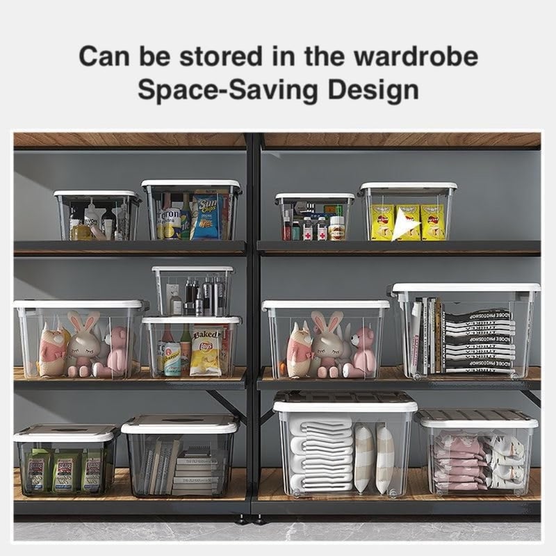 XV Plastic Storage Box Set with with Lockable Lid Medium+Large+XL,Stackable Containers, Transparent Boxes Storing Clothes, Tools, Office Supplies (3-Pack Storage Bins Transparent - Image 3