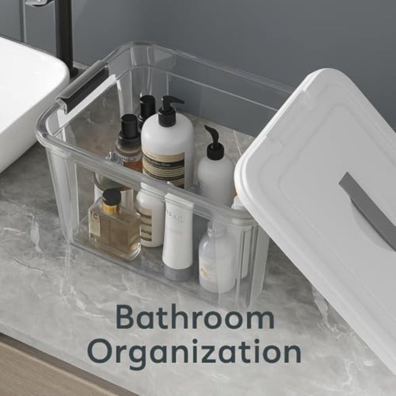 XV Plastic Storage Box Set with with Lockable Lid Medium+Large+XL,Stackable Containers, Transparent Boxes Storing Clothes, Tools, Office Supplies (3-Pack Storage Bins Transparent - Image 4