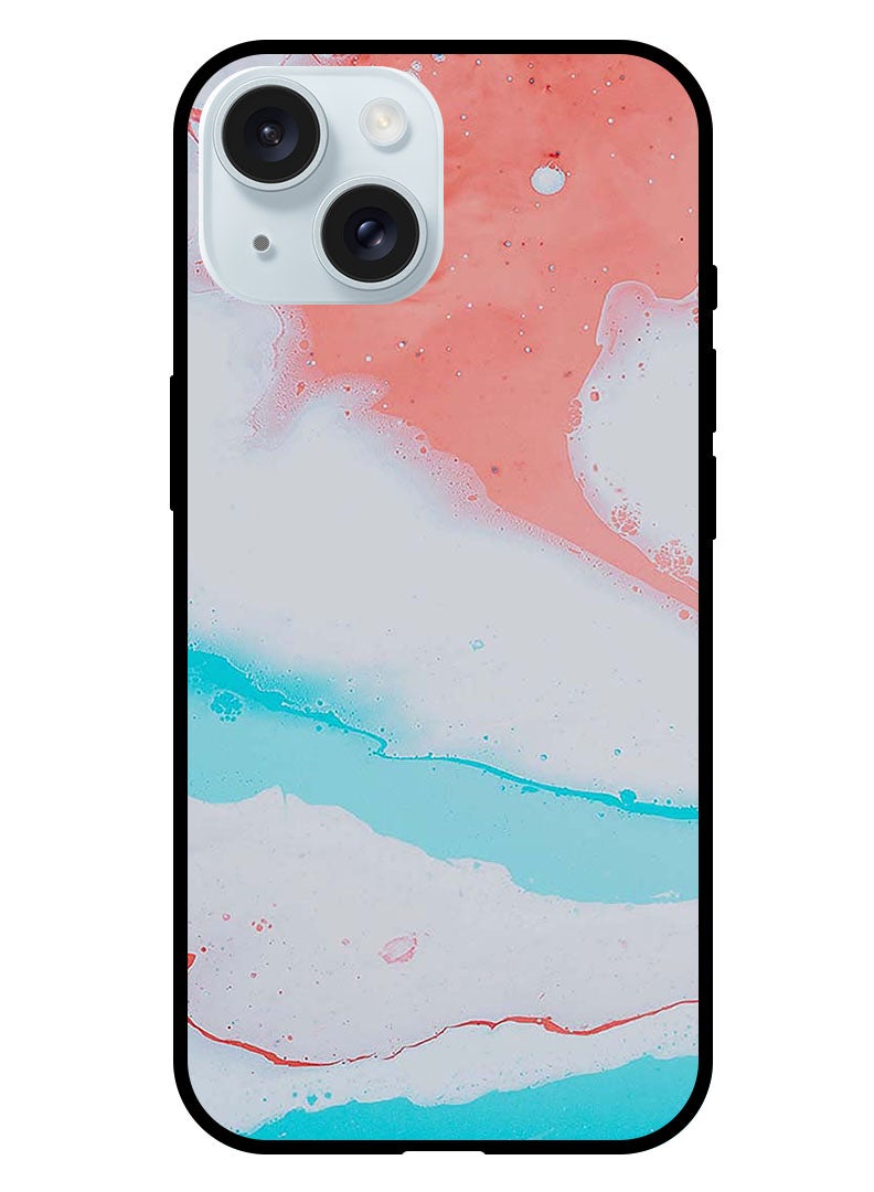 Theodor Protective Case Anti Scratch Shock Proof Bumper Cover For iPhone 15 Plus White Red Pattern - Image 1