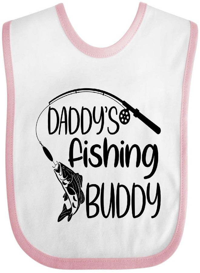 inktastic Daddy's Fishing Buddy Baby Bib White and Pink 484f2 - Image 1