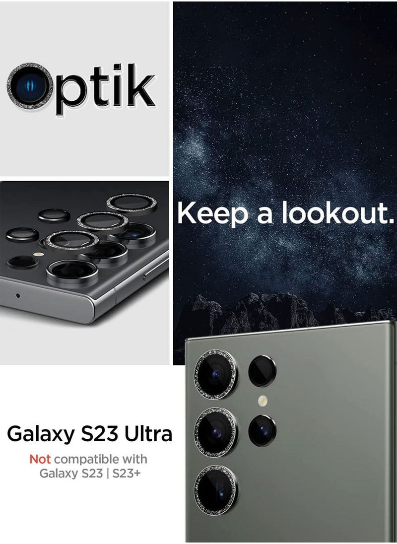 Spigen Glastr Ez Fit Optik Pro Samsung Galaxy S23 Ultra Camera Lens Protector [1 Pack] - Glitter Black  - Image 2
