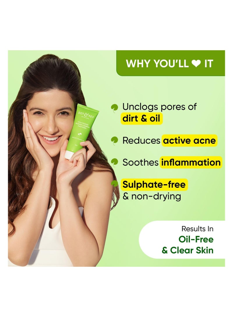 Dot & Key Cica 2% Salicylic Acid Face Wash for Oily, Acne Prone Skin, With Green Tea Acne Clearing Sulphate Free Face Wash for Men & Women 100 ml - Image 2