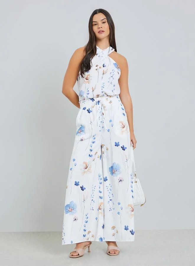 Take Two Women Floral Print Halter Neck Sleeveless Top