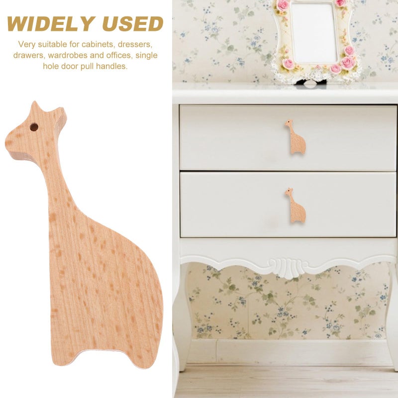 Solid Beech Wood Giraffe Cabinet Knob Drawer Handle For Nursery Furniture - Image 4