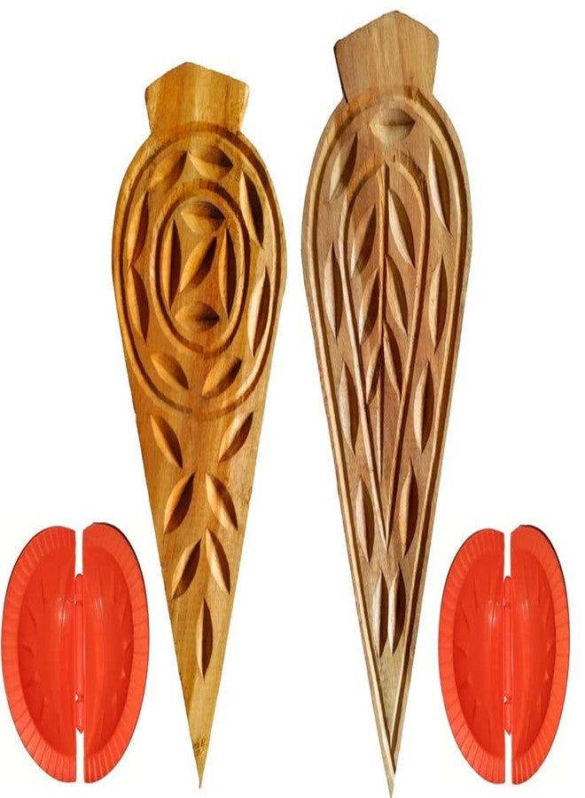 Mahika (Pack of 2) Traditional Desi Thekua/Khajoor Mould Sancha Brown with Gujiya Sancha - Image 1