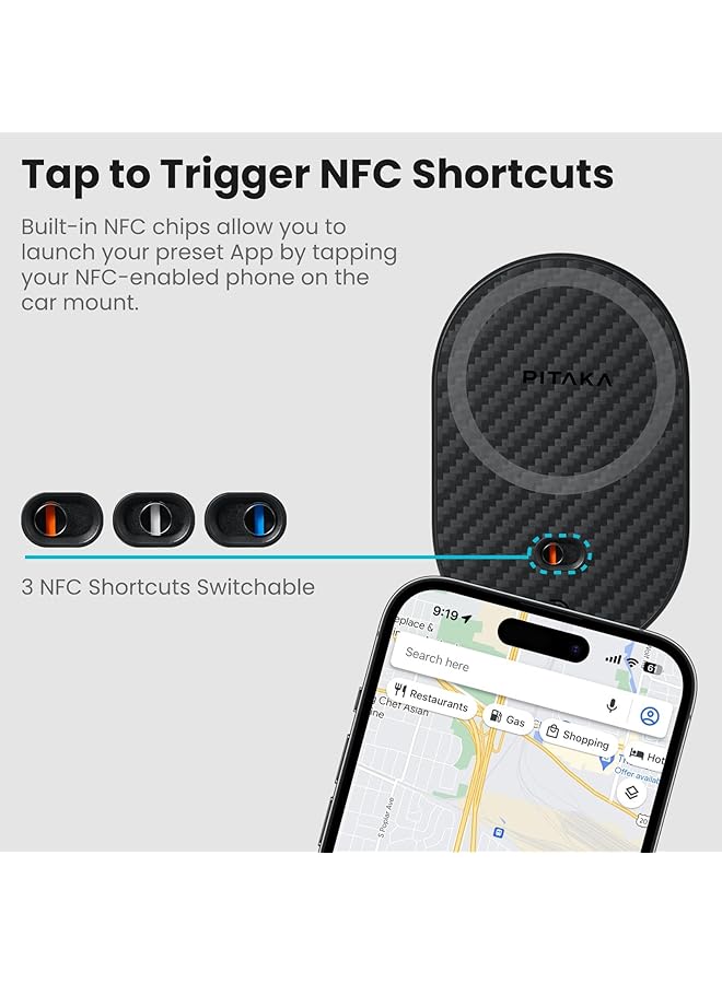 PITAKA Magnetic Car Mount For Iphone 15/14/13 Series, Charger With Nfc Feature, 360 Degree Rotation [Magez Car Mount Pro 2]  - Image 4