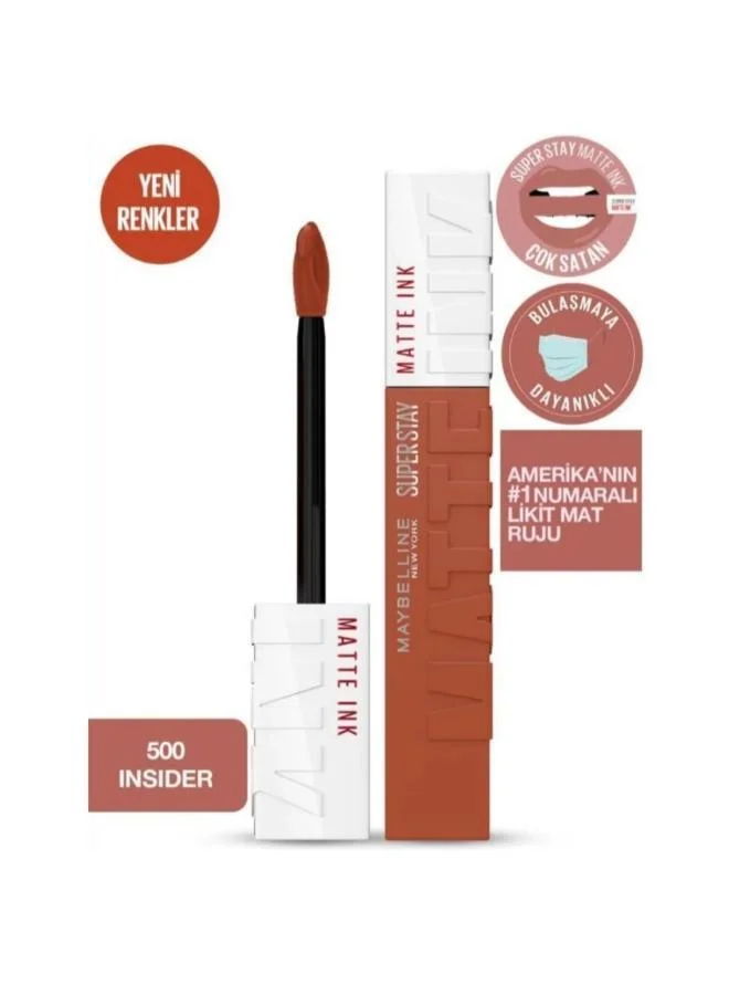 Maybelline New York  Maybelline New York Super Stay Matte Ink Liquid Lipstick, Shade 500 Insider for Women | Best Price UAE