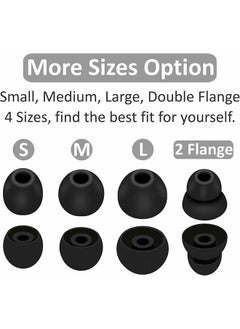 ZVEV 8 Pairs Powerbeats Pro Ear Tips Buds Ear Gels, 4 Size Replacement Soft Flexible Fit in Case Noise Reduce Silicone Earbuds Eartips Wing Skin Accessories Compatible with Beats Flex/BeatsX - Black  - Image 2