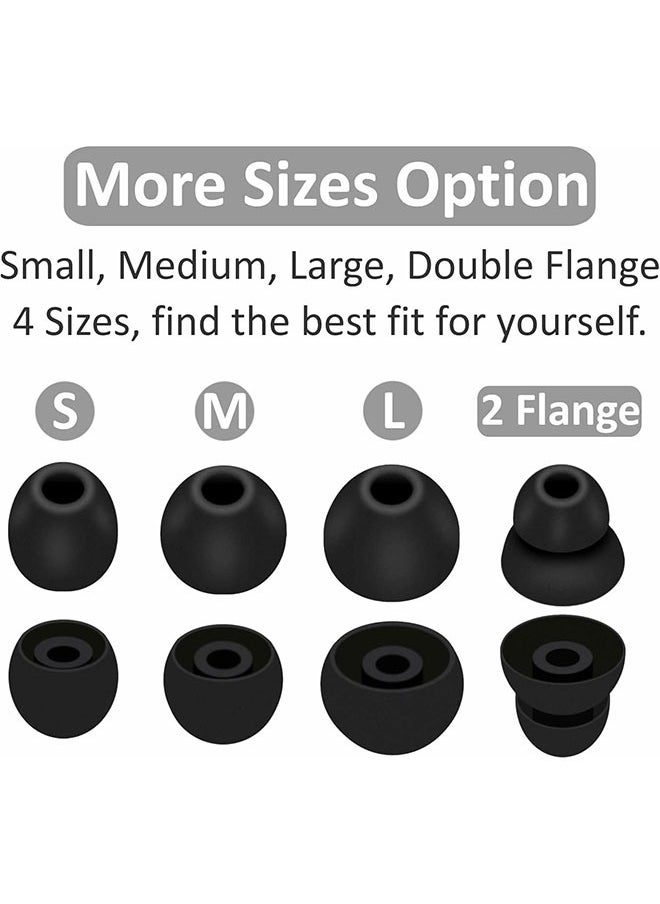 ZVEV - 8 Pairs Powerbeats Pro Ear Tips Buds Ear Gels, 4 Size Replacement Soft Flexible Fit in Case Noise Reduce Silicone Earbuds Eartips Wing Skin Accessories Compatible with Beats Flex/BeatsX - Black - Image 1