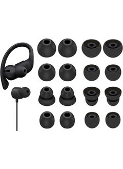 ZVEV 8 Pairs Powerbeats Pro Ear Tips Buds Ear Gels, 4 Size Replacement Soft Flexible Fit in Case Noise Reduce Silicone Earbuds Eartips Wing Skin Accessories Compatible with Beats Flex/BeatsX - Black  - Image 1